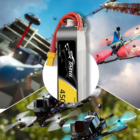 4 Pack 450mAh 7.4V 75C 2S LiPo Battery Pack With XT30 Plug For H Frame Betafpv 2S Whoop Long Size High Power Drone Battery Kit