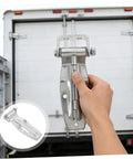 Person holding Tough As Nails Heavy Duty Replacement Door Hinge For Trucks And Trailers Cold Resistant Rust Proof metal.
