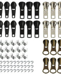 24Pcs Zipper Sliders Replacement Kit With Stops For Metal Plastic Nylon Coil Jackets Sizes 5 And 7, assorted colors