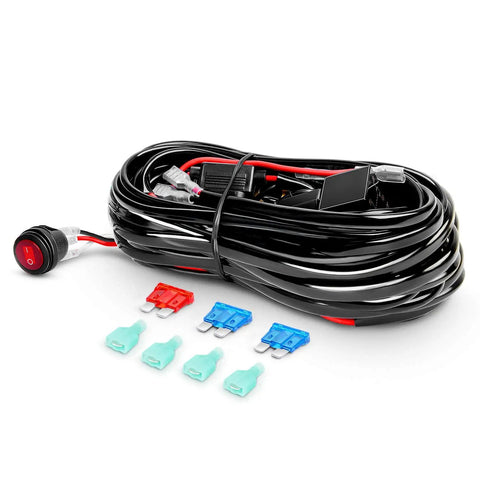 16AWG wiring harness and fuse set for 4 Inch Yellow LED Pods Dual Pack 60W Flood And Spot Combo Driving Fog Lights