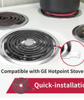 Drip Pans And Burner Element Unit Set For GE Hotpoint Electric Stoves WB30M1 WB30M2 Replacement installed on stovetop