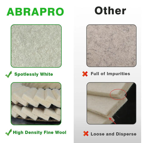 Comparison of ABRAPRO 5 Pack Felt Flap Disc Abrasives For Angle Grinder Pro Grade with competitor, showing material quality.