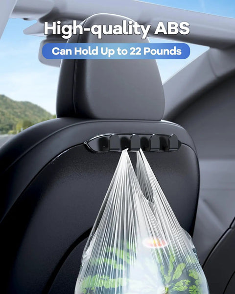 2 Pack Car Seat Hooks For Tesla Model Y And Model 3 Purse Hanger Seat Back Organizer with grocery bag hanging
