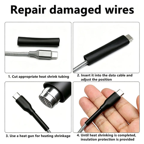 Grab This Awesome 195 Piece Heat Shrink Tube Kit With Adhesive Lining And 3:1 Scale For Serious DIY Pros Who Need Rock Solid Insulation, Seven Sizes Perfect For Wrapping Cables Every Way You Want The Black Sleeve Wrap That Totally Nails Your Wiring, black heat shrink tube on USB cable