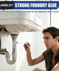 Man applying Heavy Duty Metal Glue And Steel Epoxy Two Pack Waterproof Liquid Weld 1.76 Oz Each under a sink pipe.