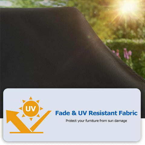 Close-up of Chaise Lounge Covers Two Pack Waterproof Outdoor Protectors with UV resistant fabric detail and sunlight in background