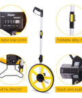 Imperial Distance Measuring Wheel With 10,000 Feet Capacity, Double Folding Portable Roller, Easy Read LCD, Measures Feet And Inches, Perfect For DIY Landscaping Construction And Surveying; foldable alloy rod
