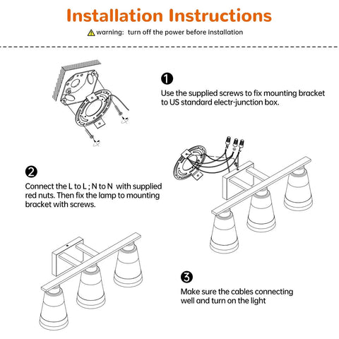 Installation instructions for Three Light Bathroom Vanity Light Fixtures Modern Gold Wall Sconces With Seeded Glass Shade