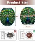 Round Majestic Peacock Chinoiserie Gold Feather Display Ornate Toilet Seat dimensions with height 16.5 inches and width 12.6 inches.