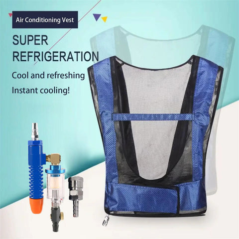 Szydd Cooling Vest Accessory With Belt And Connector For Work And Welding Multifunction Airflow Design Ensures Best Airflows From All Directions Enhancing Cooling Efficiency For Various Applications Comfortable Waist Belt Designed For User Comfort Easy - blue and black mesh air conditioning vest with connectors.