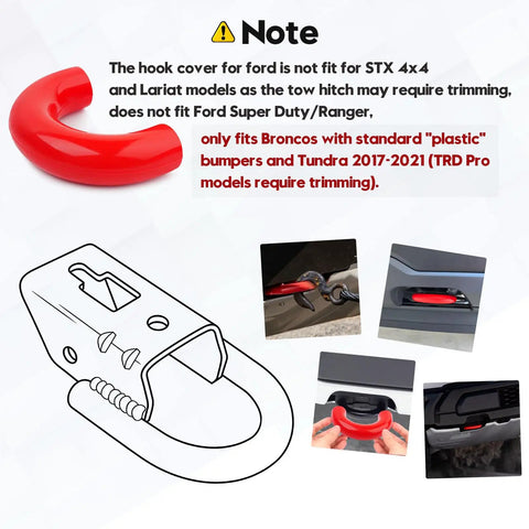 Front Tow Hook Silicone Covers 2Pcs Custom Fit For Ford F150 2004 To 2026 Bronco Base 2021 To 2026 Toyota Tundra 2017 To 2021