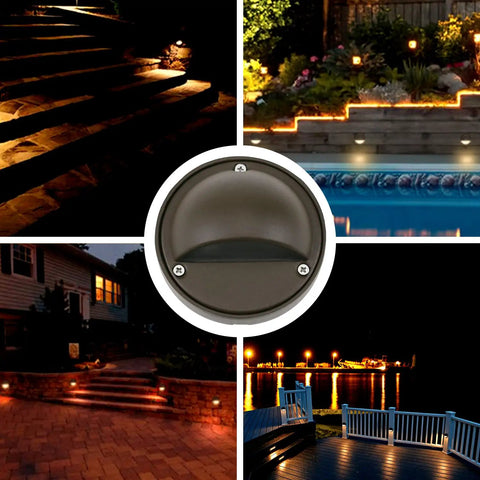 Low Voltage 2W G4 LED Deck Lights With Replaceable Bulb 3000K 180 Lumen Bronze Aluminum Outdoor Lighting, Pack of 10