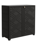 Black Resin Outdoor Storage Cabinet Weatherproof for Patio Garden Backyard with geometric design doors