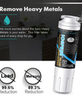 Two Pack Refrigerator Water Filter For Maytag UKF8001 And Whirlpool 4396395 Removes Chlorine Bad Taste Odor And Particulates NSF ANSI 53 Certified - filter showing metal reduction rates
