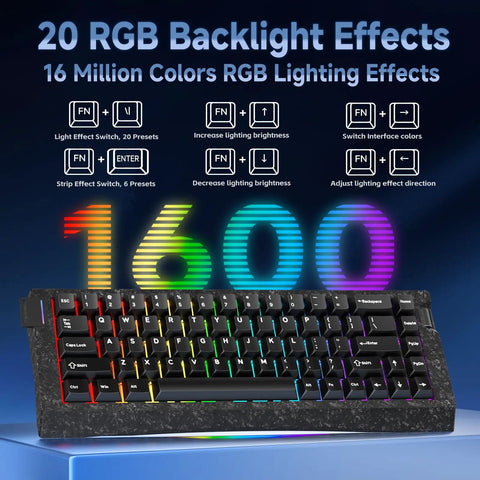 Blazing Fast 8000Hz Polling Rate Wired Gaming Keyboard Featuring Crisp Magnetic Analog Switches And Snappy Zero Lag Performance For Ultimate 60 Percent Compact Rig Setup And Next Level Ultra Quick Actuation showcasing RGB backlight effects with 16 million colors.