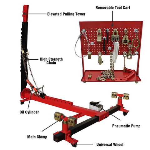 Heavy Duty Car Frame Repair Machine For Auto Body And Frame Repair Tool with tool cart, chain, and pneumatic pump