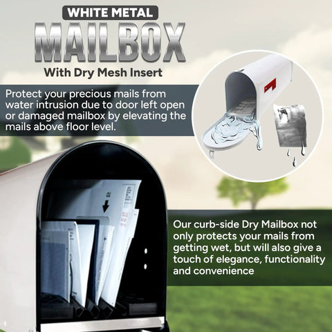 Outdoor Metal Mailbox With Waterproof Insert That Keeps Mail Dry In Any Weather Weatherproof Exterior Mailbox USPS Approved White Finish