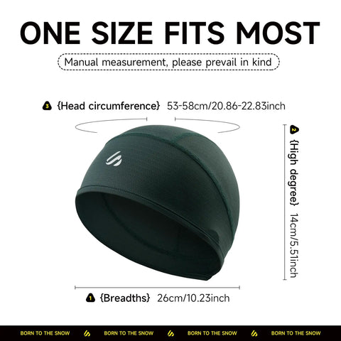 Three Pack Skull Caps For Men And Women, Stay Cool With Cooling Sweat Wicking Head Wraps For Welding And Cycling shown with measurements