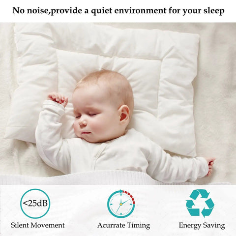 Sleeping baby on white bedding showcasing silent movement feature of Quartz Battery Operated Clock Mechanism Replacement.