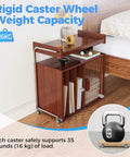 Mini Side Mount Casters 1.25 Inch Low Profile Rigid Non Swivel Rubber Wheels for Sliding Doors shown on wood cabinet