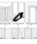 Extra Wide Wooden Dog Gate For Doorways 110 Inches Freestanding With 4 Support Stands, foldable design and high quality wood.