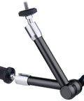 Pro Vision Arm Articulating Camera Mount With Removable Hot Shoe, Dual Ball Joints, 360 Degree Rotation, 90 Degree Pivot, Pro Grade Monitor Rig For Video Cameras And Field Setups on black metal arm