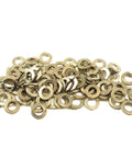 1/4-inch stainless steel split lock washers, top-down view in a pile
