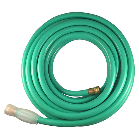 Coiled Five Eighth Inch By Fifty Foot Heavy Duty Five Ply Forever Garden Hose With Double Nylon Reinforcement Crush Proof Brass Couplings