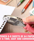 Five Piece Handy Handheld Hole Punch Set With Metal Small Punches In Circle Heart And Star Shapes Soft Grip DIY Craft Tool