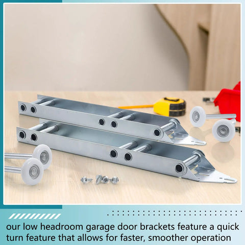 Garage Door Hinges And Rollers Replacement Kit With Quick Turn Top Brackets, Includes 2 Rollers, 4 Self Drilling Screws, And Steel Brackets For Reinforcement, DIY Friendly Upgrade For Your Garage Door