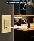 Dimmer Switch With Light Adjust Slider For Single Pole Or 3 Way Install 150W LED 600W Incandescent 120V UL Listed Gold Finish