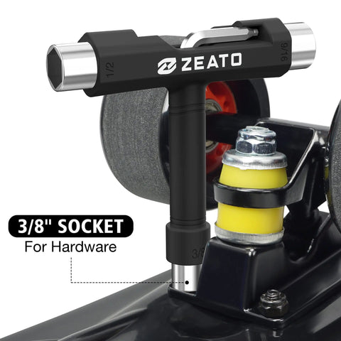 All-in-One Skate Tool Kit For Skateboard Maintenance, Portable T Tool With T-Type Allen Key and 3/8" Socket For Hardware