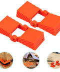 4 Piece Woodworking Ratchet Band Clamp Blocks Set For Secure Frame And Corner Assembly, shown in bright orange with polygon quick fix features.