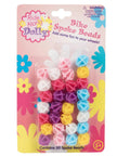 Packaging of colorful spoke beads for kids bikes, 30 pcs spokies snap on beads, universal fit, shown with various colors on card.