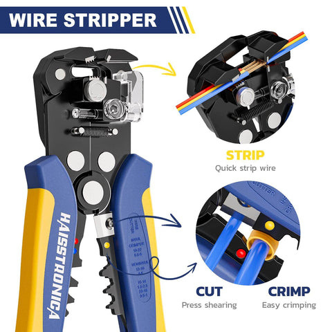 6 In 1 Ratcheting Crimping Tool Kit With Wire Stripper And 6 Interchangeable Dies for electrical connectors, strip and crimp view