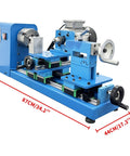 Techtongda Dual Motor Wood Lathe Combo With 750W Brushless Spindle And 450W Drilling Unit, side view, showcasing dimensions and features.