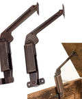 Antique Copper Lid Support Hinges With Spring For Coffee Tables Lift Assist Hardware 7.9 Inch 2 Pack installed on a wooden lid