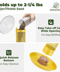 Outdoor Finch Bird Feeder Tube With Rainproof Dome Metal Mesh For Nyjer Thistle Seed No Mess 2.5 Lb Capacity Large Removable Tray