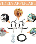 Image of Score Beast Mode Stopping Power With This Lightweight Mechanical Disc Brake Set Featuring Solid Aluminum Calipers, cable kit, and wrenches.