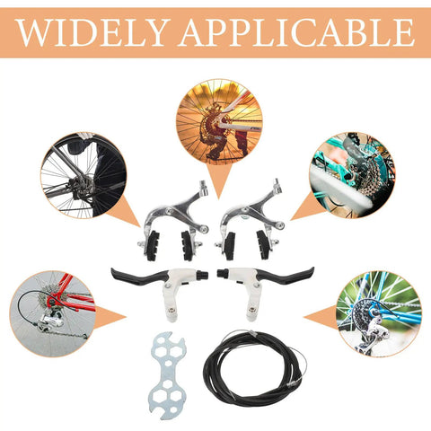 Image of Score Beast Mode Stopping Power With This Lightweight Mechanical Disc Brake Set Featuring Solid Aluminum Calipers, cable kit, and wrenches.