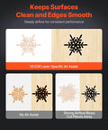 VEVOR Laser Air Assist kit for laser cutter; front view showing snowflake cutouts on white and wood panels