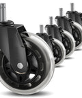 3 Inch Rubber Chair Casters Replacement Set Of 5 With Universal 11mm Stem For Most Office Chairs Gaming Chairs Computer Chairs And Desk Chairs Heavy Duty Wheels For Hardwood Floors And Carpet