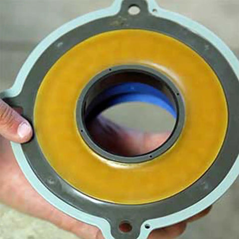 Close-up of Perfect Seal Toilet Wax Ring With Bolts No Mess Installation Repositionable Toilet Seal Delivers A Stronger Leak Proof Fit