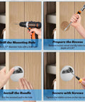 Step-by-step installation of Round Recessed Sliding Closet Door Pulls 40mm Inner Diameter Stainless Steel Door Handle for easy mounting