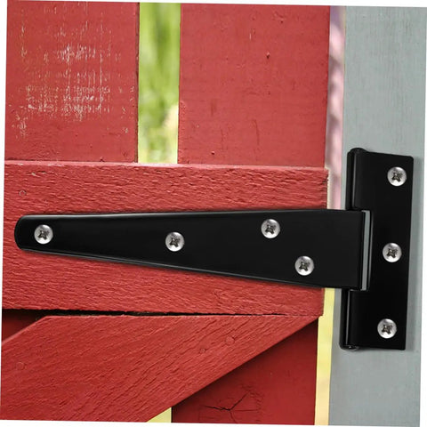 8 Pack 5 Inch Galvanized Black T Type Door Hinges Weld On Detachable Shed Door Hardware installed on red door