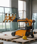 Heavy Duty Electric Vacuum Lifter With Beast Mode Suction Grip For Glass And Tile Panels Smooth Operator positioned on a construction site.