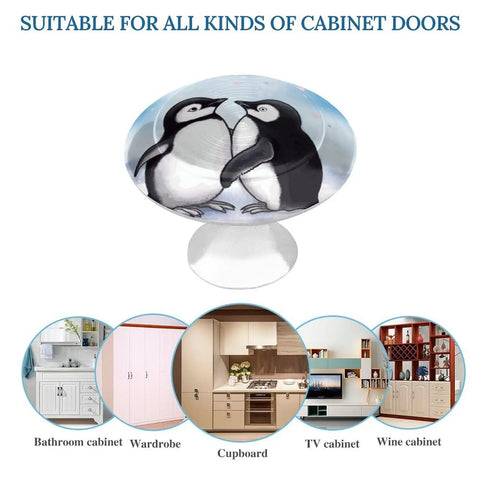Round Cabinet Knobs With Screws For Dresser Kitchen And Bathroom Stainless Steel Durable Hardware Anti Rust Corrosion Resistant Easy Install No Fuss For Cabinets Drawers And Furniture Makeover Upgrade penguin design round knob on cabinet for bathroom, wardrobe, cupboard