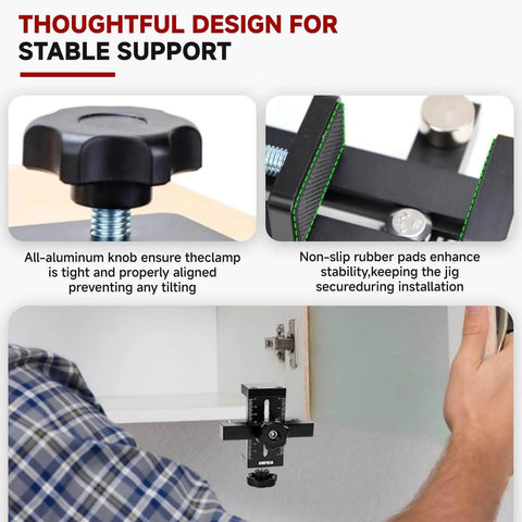 Adjustable Cabinet Door Mounting Jig For Frameless And Face Frame Cabinets Universal Quick Edge Positioner in use