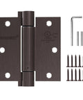 Two Pack Self Closing Door Hinges 3.5 Inch Oil Rubbed Bronze Spring Loaded Auto Close Hinges for Interior Doors with Square Corners
