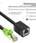 Cat6a Shielded Ethernet Extension Cable 20 Feet Upward Angled RJ45 Patch Cable Male To Female Connector SFTP Network Cord
